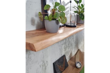 Vägghylla Wohnling träkant, massivt trä, flytande hylla, lantlig stil 140 cm - 140 cm - Products - Förvaring - Småförvaring - Väggförvaring