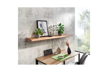 Vägghylla Wohnling träkant, massivt trä, flytande hylla, lantlig stil 140 cm - 140 cm - Products - Förvaring - Småförvaring - Väggförvaring