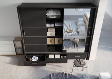 Svart garderob med inredning 250 cm - Svart - Products - Förvaring - Garderober & garderobssystem