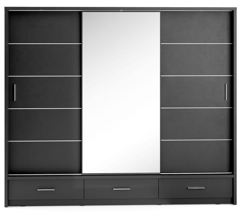 Svart garderob med inredning 250 cm - Svart - Products - Förvaring - Garderober & garderobssystem