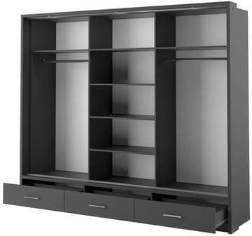 Svart garderob med inredning 250 cm - Svart - Products - Förvaring - Garderober & garderobssystem