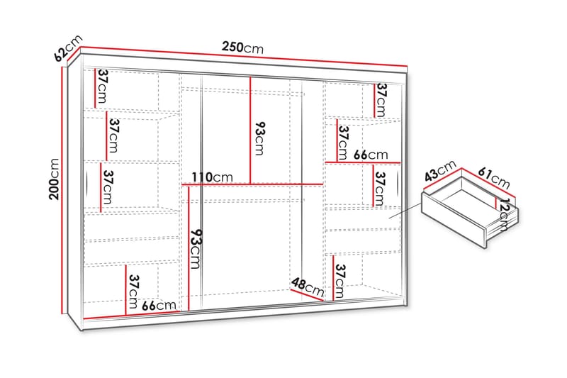 Tallmo Garderob m. Spegel 250x200 cm - Grön - Products - Förvaring - Garderober & garderobssystem
