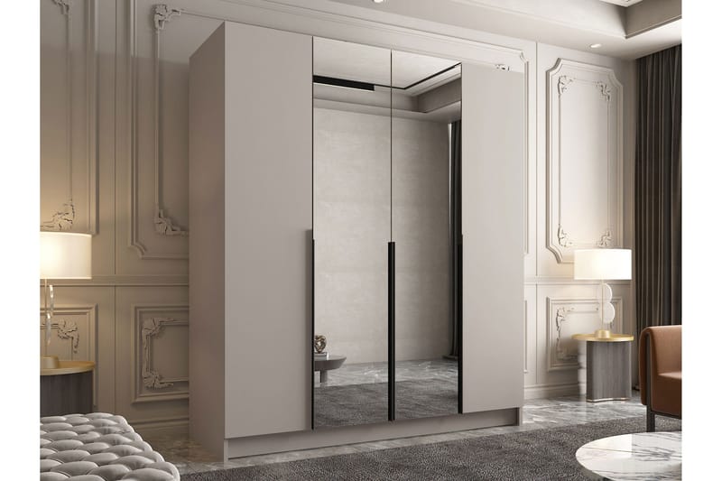 Vadstena Garderob med Spegel 200 cm - Kashmir/Svart - Products - Förvaring - Garderober & garderobssystem