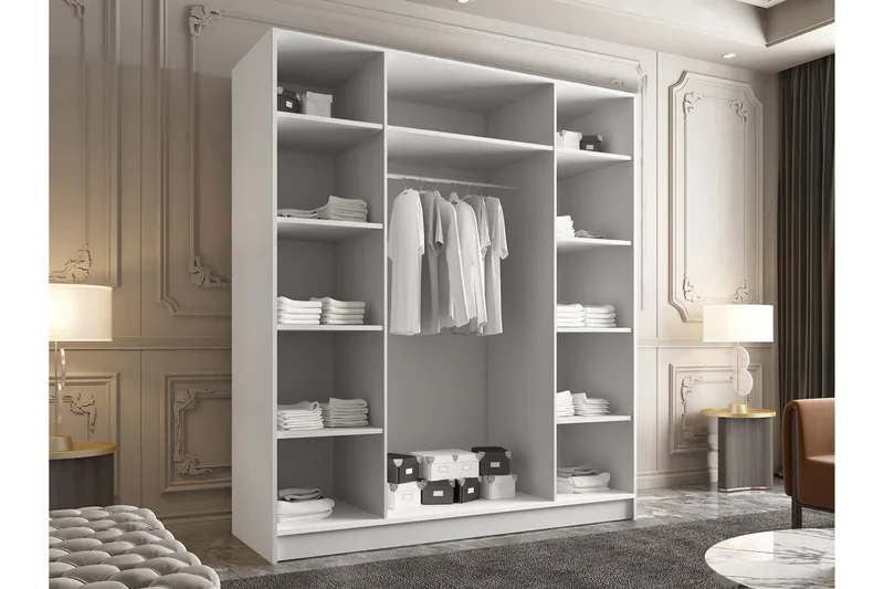 Vadstena Garderob med Spegel 200 cm - Kashmir/Svart - Products - Förvaring - Garderober & garderobssystem