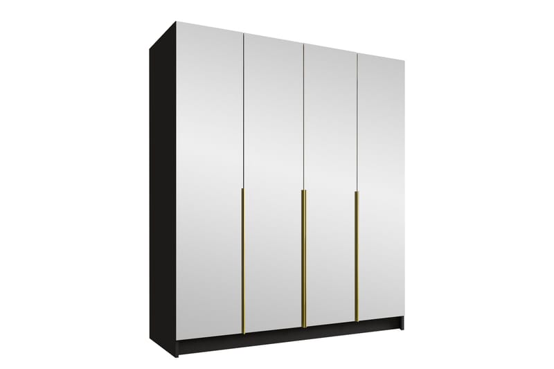Vadstena Garderob med Spegel 200 cm - Svart/Guld - Products - Förvaring - Garderober & garderobssystem