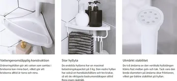 Abarema duschhylla - Vit - Vit - Products - Inredning - Badrumsinredning - Handdukshållare