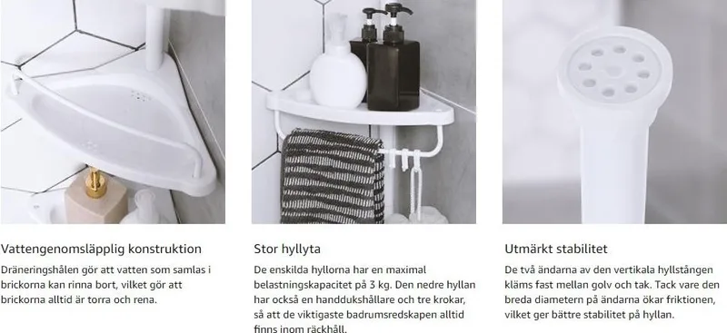 Abarema duschhylla - Vit - Vit - Products - Inredning - Badrumsinredning - Handdukshållare