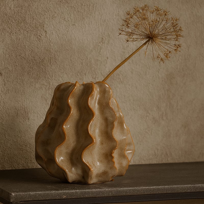 Vas Kaktus H27 cm Keramik, brun