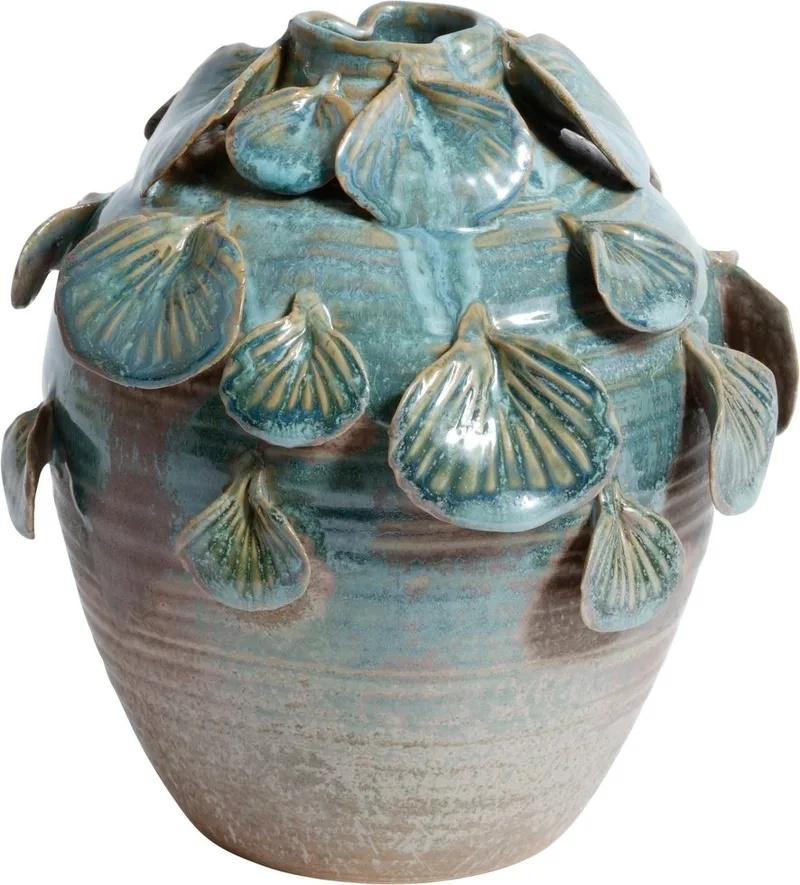 Vas Leaf Grön Keramik, 19 cm