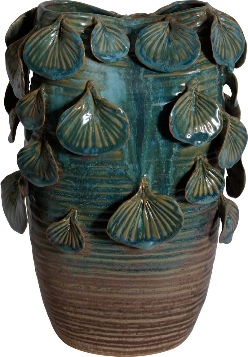 Vas Leaf Grön Keramik, 25 cm