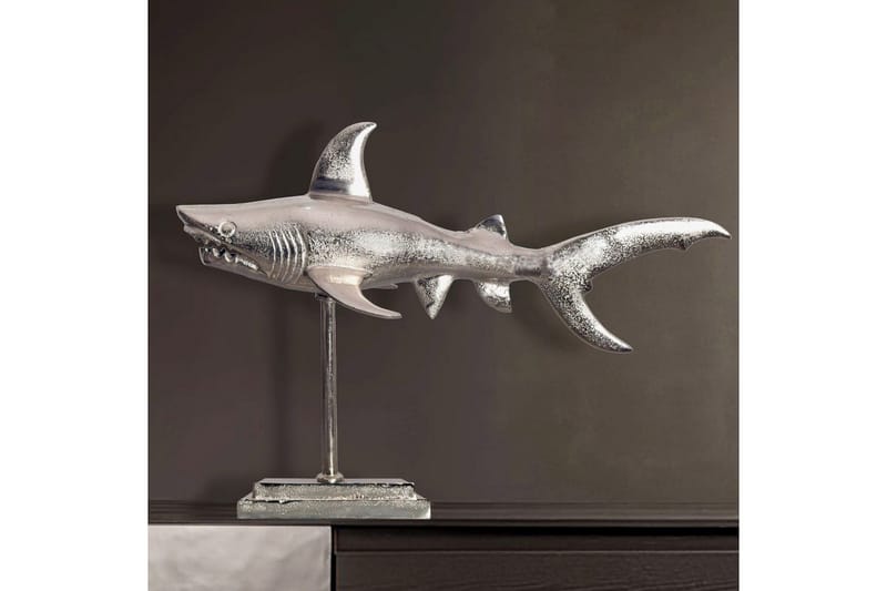 Dekorativ figur Wohnling Dekorhaj 70 cm aluminium, maritim stil Silver - Silver - Products - Inredning - Dekoration & inredningsdetaljer