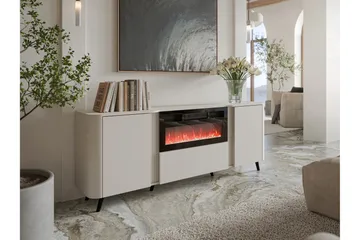 Clement Byrå 200 cm - Beige - Products - Inredning - Kaminer - Kamin utan skorsten - Elkamin