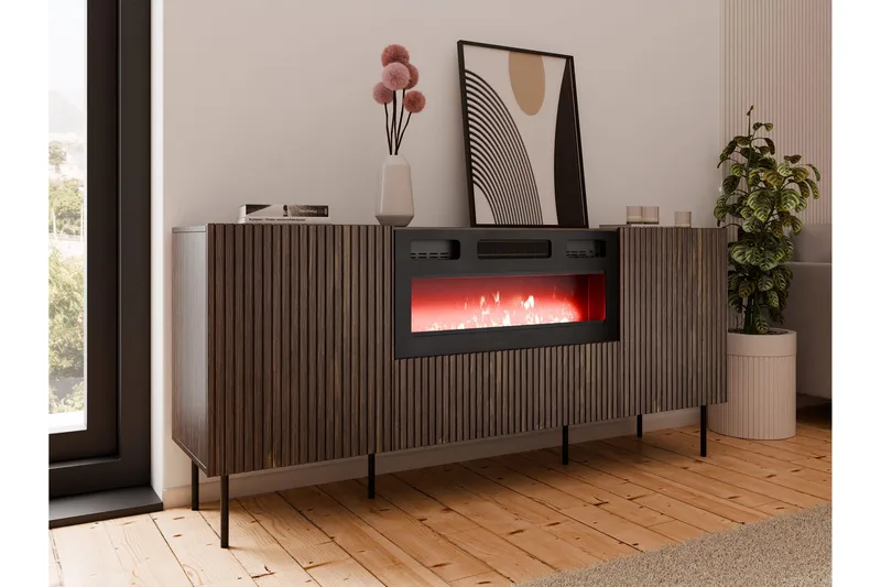 Hammarstrand Byrå 181 cm - Valnöt - Products - Inredning - Kaminer - Kamin utan skorsten - Elkamin