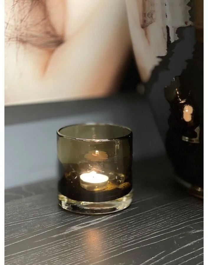 Ljuslykta Ljuslykta i Glas 10 x 10 x 10 cm, Brunsvart