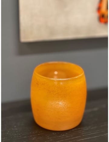Ljuslykta Ljuslykta i Glas 9,5 x 9,5 x 9,5 cm - Bärnsten - Products - Inredning - Ljus & dofter - Ljusstakar & ljuslyktor