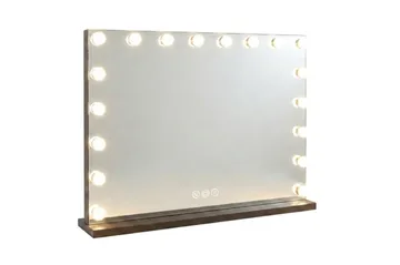 Glow Stor sminkspegel 80 cm med belysning lampor - Hollywood spegel med USB-charging - Brun - Products - Inredning - Spegel - Sminkspegel