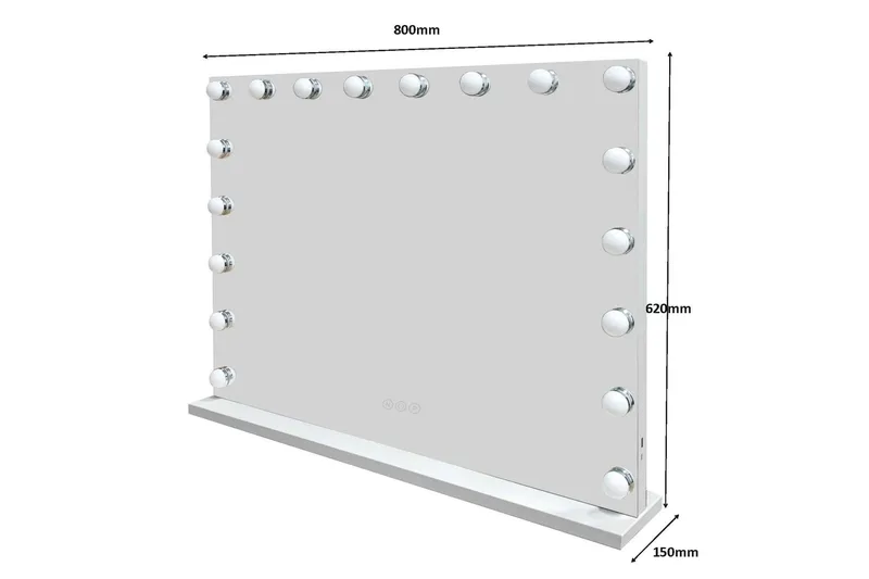 Glow Stor sminkspegel 80 cm med belysning lampor - Hollywood spegel med USB-laddning - Vit - Products - Inredning - Spegel - Sminkspegel