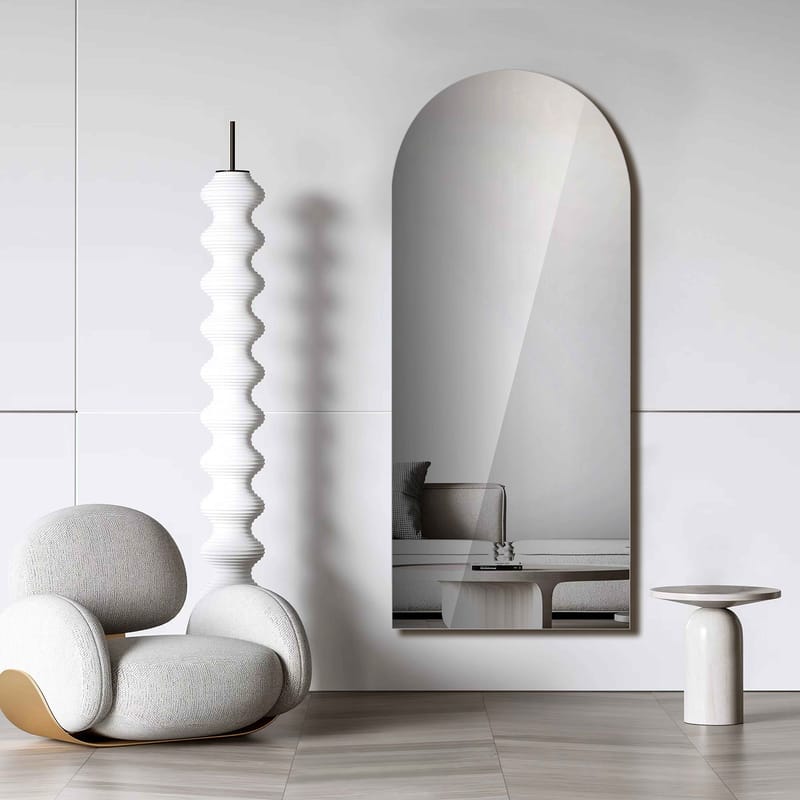 Helkroppsspegel 70x160cm | Vägghängd/golvstående | Valvformad | Leona, Transparent