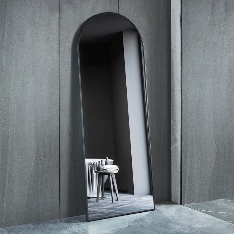 Helkroppsspegel 70x185 cm | Valvformad | Svart ram, Svart
