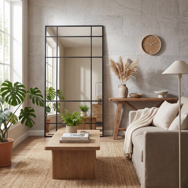 Helkroppsspegel 90x180cm | Spröjsad | Svart ram - Svart - Products - Inredning - Spegel - Golvspegel