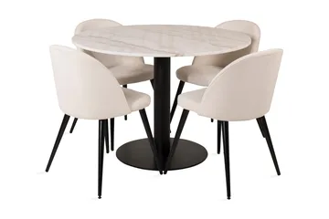 Admira Matbord 106 cm Runt Marmor med 4 st Valera Matstol - Beige / Marmor - Products - Möbler - Bord & matgrupp - Matgrupp