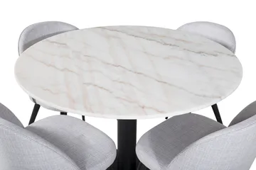 Admira Matgrupp 106 cm Runt Marmor inkl 4 Sedavi Stolar - Vit/Svart/Grå - Products - Möbler - Bord & matgrupp - Matgrupp