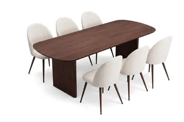 Alma Matgrupp 220 cm rektangulärt med 6 Nibe Plus Mastolar - Valnöt - Products - Möbler - Bord & matgrupp - Matgrupp