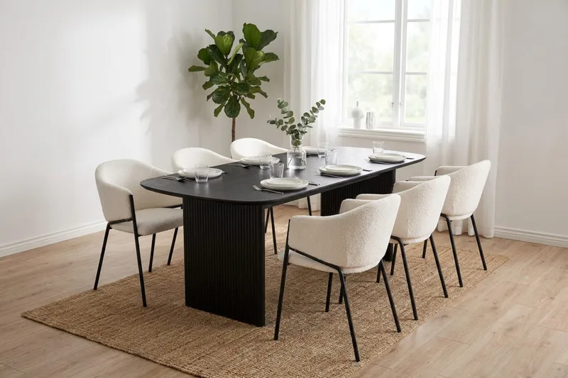 Alma Matgrupp rektangulärt 180 cm med 6 Filip Matstolar - Svartlaserad ek - Products - Möbler - Bord & matgrupp - Matgrupp