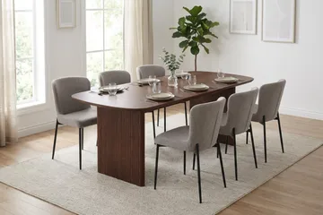Alma Matgrupp rektangulärt 180 cm Valnöt med 6 Elsie Matstolar - Valnöt - Products - Möbler - Bord & matgrupp - Matgrupp