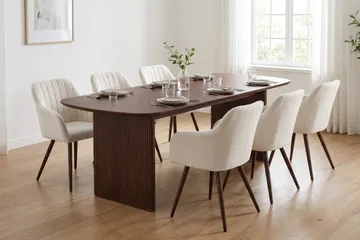 Alma Matgrupp rektangulärt 180 cm Valnöt med 6 Filippa Matstolar - Valnöt - Products - Möbler - Bord & matgrupp - Matgrupp