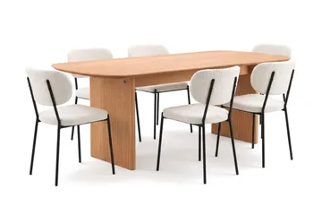 Alma Matgrupp rektangulärt 220 cm Ek med 6 Gemmiano Matstolar - Ek - Products - Möbler - Bord & matgrupp - Matgrupp
