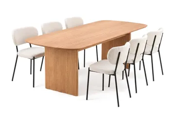 Alma Matgrupp rektangulärt 220 cm Ek med 6 Gemmiano Matstolar - Ek - Products - Möbler - Bord & matgrupp - Matgrupp