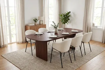 Alma Matgrupp rektangulärt 220 cm med 6 Filip Matstolar - Valnöt - Products - Möbler - Bord & matgrupp - Matgrupp