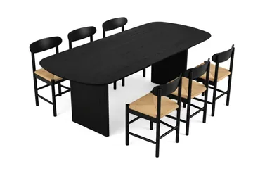 Alma Matgrupp rektangulärt 220 cm Svart med 6 Malte Matstolar - Svartlaserad ek - Products - Möbler - Bord & matgrupp - Matgrupp