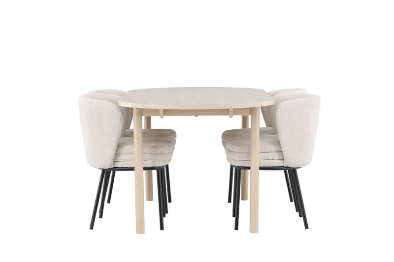 Andy Matgrupp 180 cm Oval med 4 Agnes stolar - Whitewash/Vit - Products - Möbler - Bord & matgrupp - Matgrupp