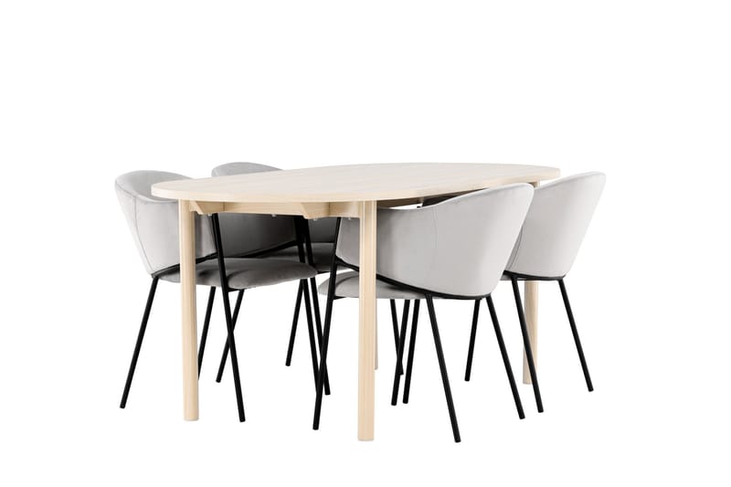 Andy Matgrupp 180 cm Oval med 4 Evelina stolar - Whitewash/Grå - Products - Möbler - Bord & matgrupp - Matgrupp