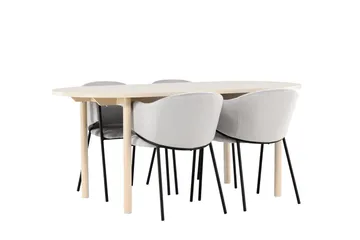 Andy Matgrupp 180 cm Oval med 4 Evelina stolar - Whitewash/Grå - Products - Möbler - Bord & matgrupp - Matgrupp