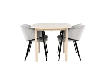 Andy Matgrupp 180 cm Oval med 4 Evelina stolar - Whitewash/Grå - Products - Möbler - Bord & matgrupp - Matgrupp