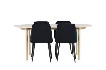 Andy Matgrupp 180 cm Oval med 4 Night stolar - Whitewash/Svart - Products - Möbler - Bord & matgrupp - Matgrupp