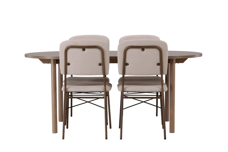 Andy Matgrupp 180 cm Oval med 4 Seda stolar, Beige