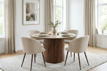 Arvo Matbord Rund 120 cm Travertin - Valnöt - Products - Möbler - Bord & matgrupp - Matbord & köksbord