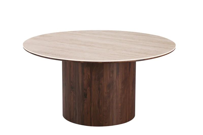 Arvo Matbord Rund 150 cm Travertin - Valnöt - Products - Möbler - Bord & matgrupp - Matbord & köksbord