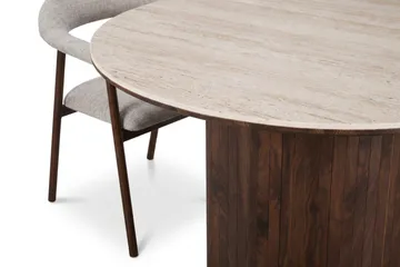 Arvo Matgrupp runt 120 cm Travertin med 4 Ronja Matstolar - Valnöt - Products - Möbler - Bord & matgrupp - Matgrupp