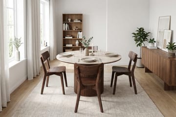 Arvo Matgrupp runt 120 cm Valnöt med 4 Amelia Matstolar - Valnöt - Products - Möbler - Bord & matgrupp - Matgrupp