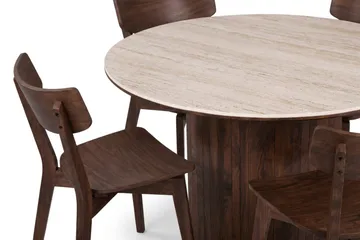 Arvo Matgrupp runt 120 cm Valnöt med 4 Amelia Matstolar - Valnöt - Products - Möbler - Bord & matgrupp - Matgrupp