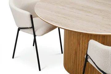 Arvo Matgrupp runt 150 cm Travertinlook med 6 Filip Matstolar - Ek - Products - Möbler - Bord & matgrupp - Matgrupp