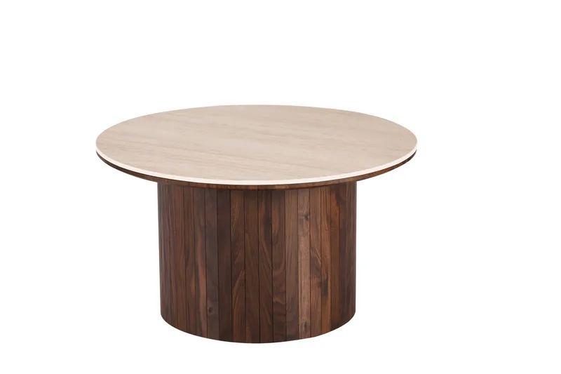 Arvo Soffbord Rund 80 cm Travertin - Valnöt - Products - Möbler - Bord & matgrupp - Soffbord