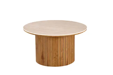 Arvo Soffbord Rund 80c m Travertin - Ek - Products - Möbler - Bord & matgrupp - Soffbord