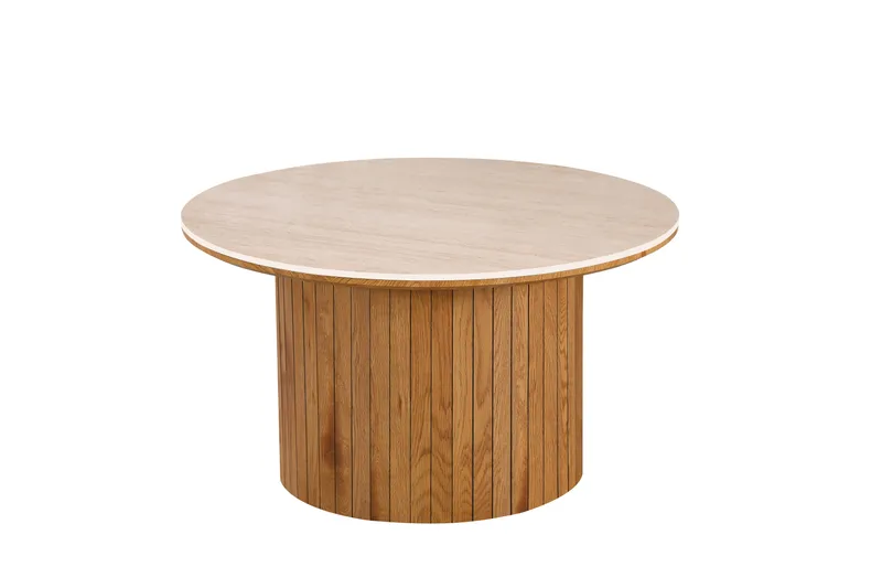 Arvo Soffbord Rund 80c m Travertin - Ek - Products - Möbler - Bord & matgrupp - Soffbord