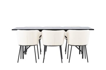 Astrid Matgrupp 200 cm Rektangulär med 6 Edina Stolar - Svart - Products - Möbler - Bord & matgrupp - Matgrupp